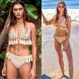 POL Crochet Tassel Bikini - Cream